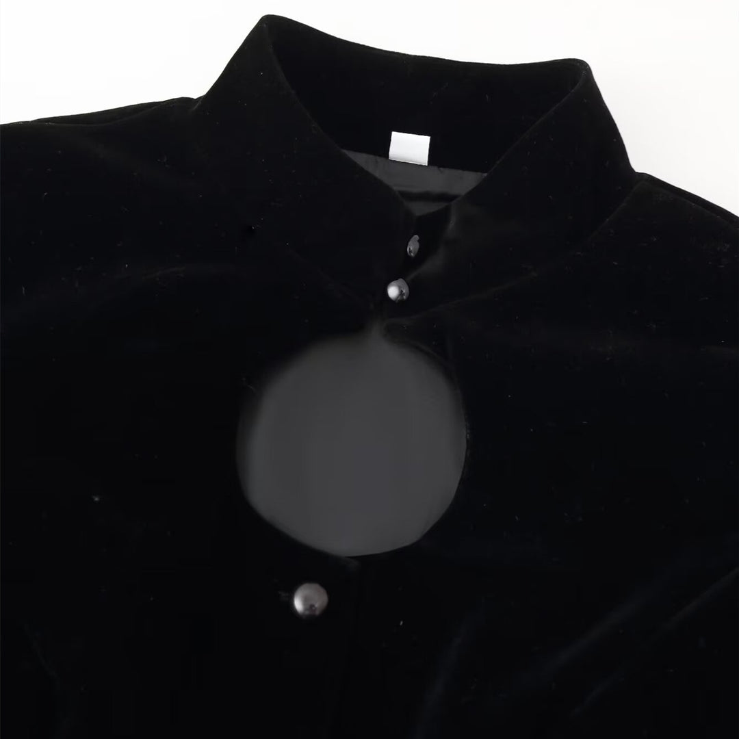 Damen nan taillierte Samtjacke mit Stehkragen Cut-Out und asymmetrischem Schößchen Echo Archiv