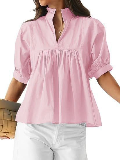 Damen elegante kurzärmlige Bluse mit Rüschendetails und lässigem Schnitt Echo Archiv