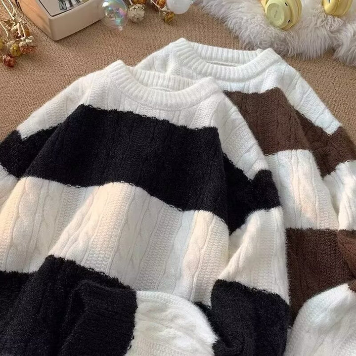 Damen Lässiger Strickpullover mit Zopfmuster Echoarchiv