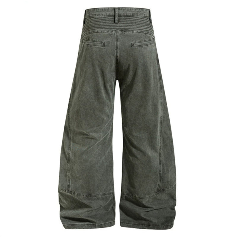 Damen Hochtaillierte weite Denim‑Culottehose mit verstärkten Rippen‑Kniepaneelen und Patch‑Stitching Echoarchiv