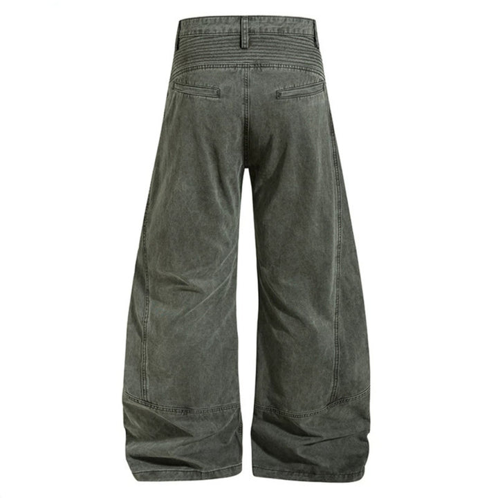 Damen Hochtaillierte weite Denim‑Culottehose mit verstärkten Rippen‑Kniepaneelen und Patch‑Stitching Echoarchiv