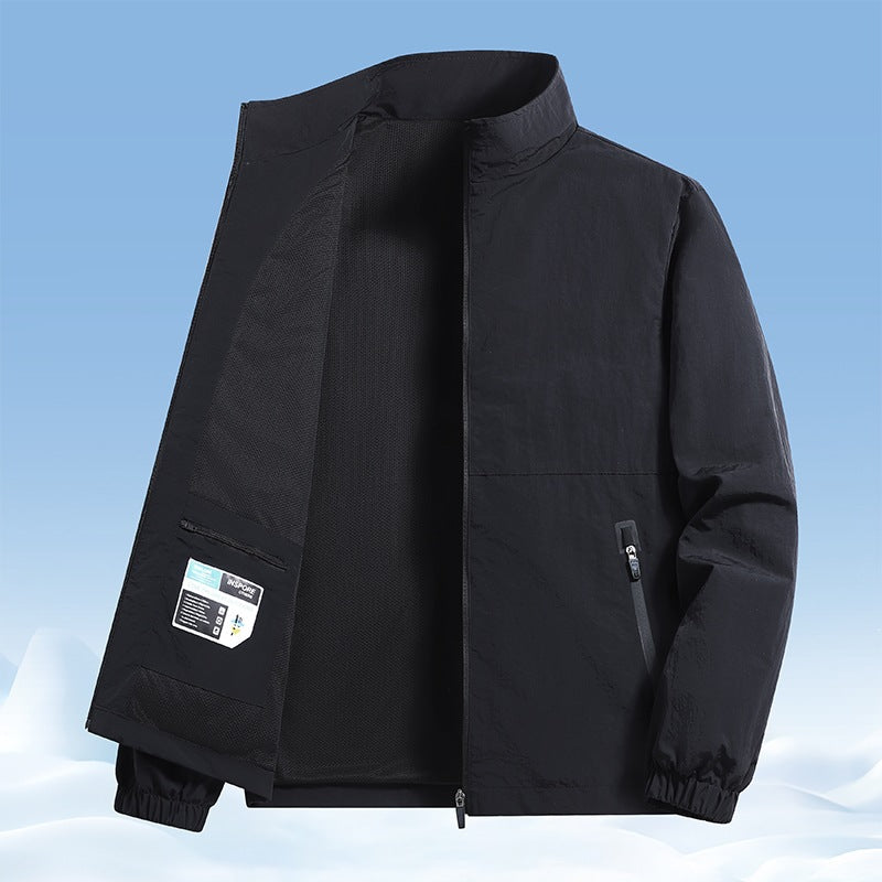Herren Leichte wind- und wasserabweisende Übergangsjacke mit Meshfutter, Stehkragen & Reißverschlusstaschen Echoarchiv