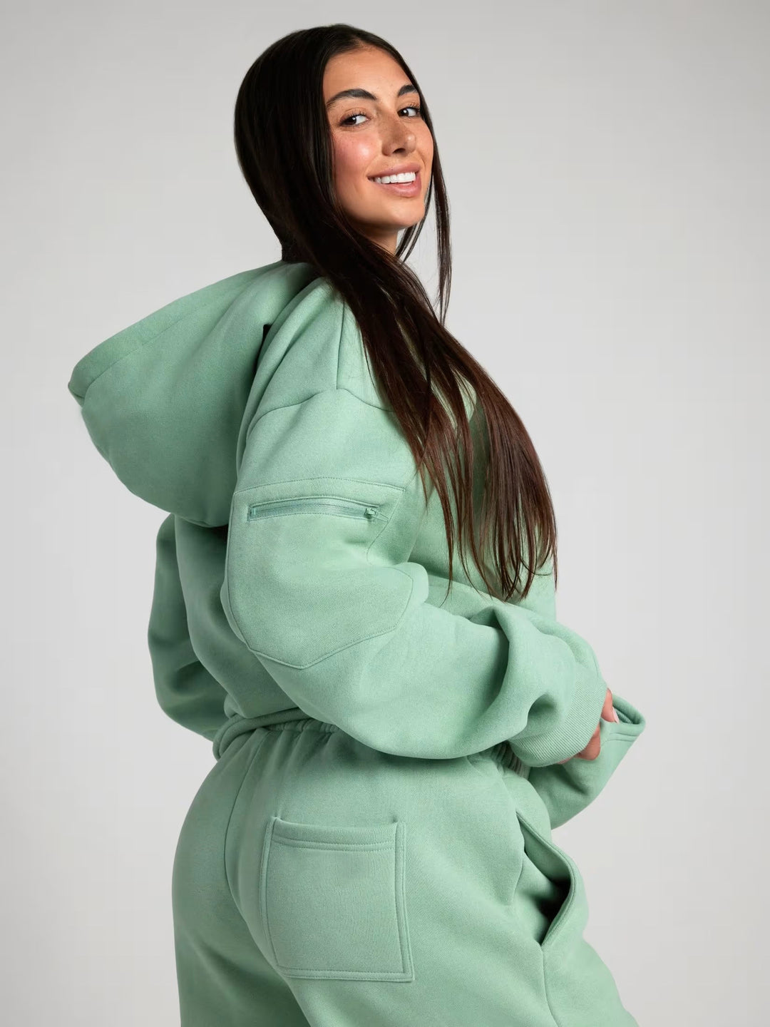 Damen nan Kapuzensweatshirt mit integrierter Schlafblende und weichem Fleece-Innenfutter Echo Archiv