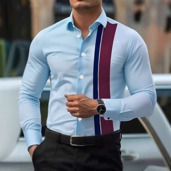 Herren Langarmhemd mit modernem Farbblock-Design Echoarchiv
