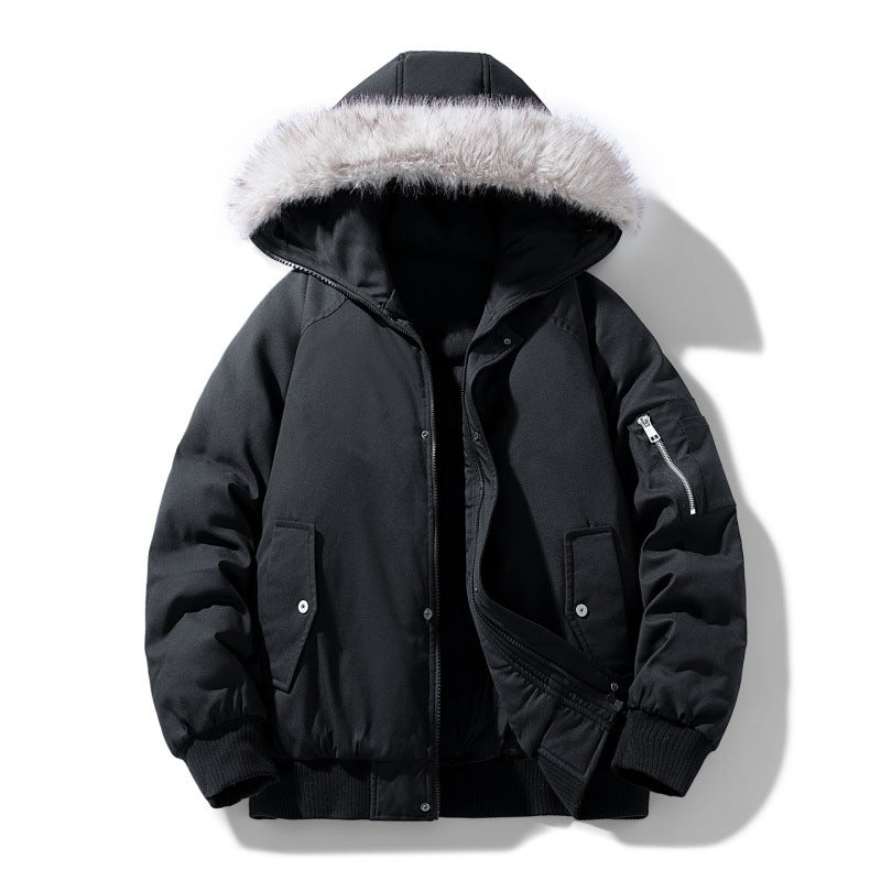 Herren gesteppter Winterparka mit abnehmbarem Kunstfellkapuze und winddichter Polsterung – Marzano