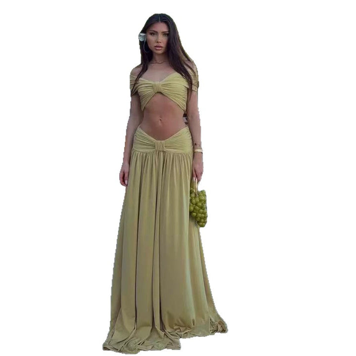 Damen Edles Strandkleid mit Wickeloberteil und fließendem Saum Echo Archiv