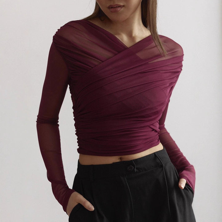 Damen Langarm-Crop-Top Echo Archiv