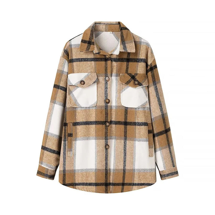 Damen nan kariertes Overshirt im Shacket‑Stil mit aufgesetzten Brusttaschen Echo Archiv