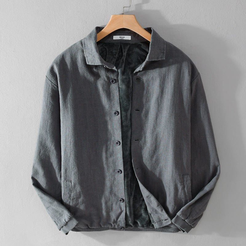 Herren Gefütterte Overshirt-Jacke aus Leinen-Mix Echoarchiv