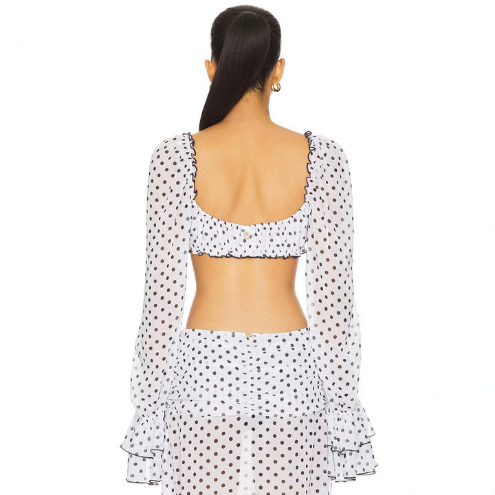 Damen sexy Transparenter Strandanzug mit Rüschen und Puffärmeln Echo Archiv