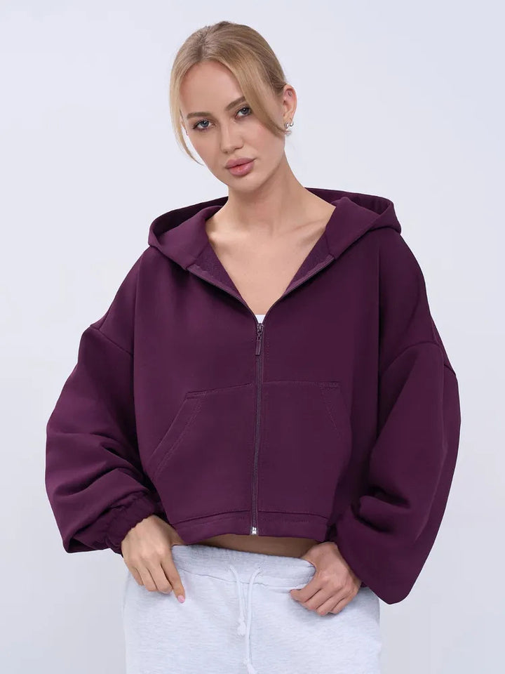 Damen Modischer cropped Zip-Hoodie Echo Archiv