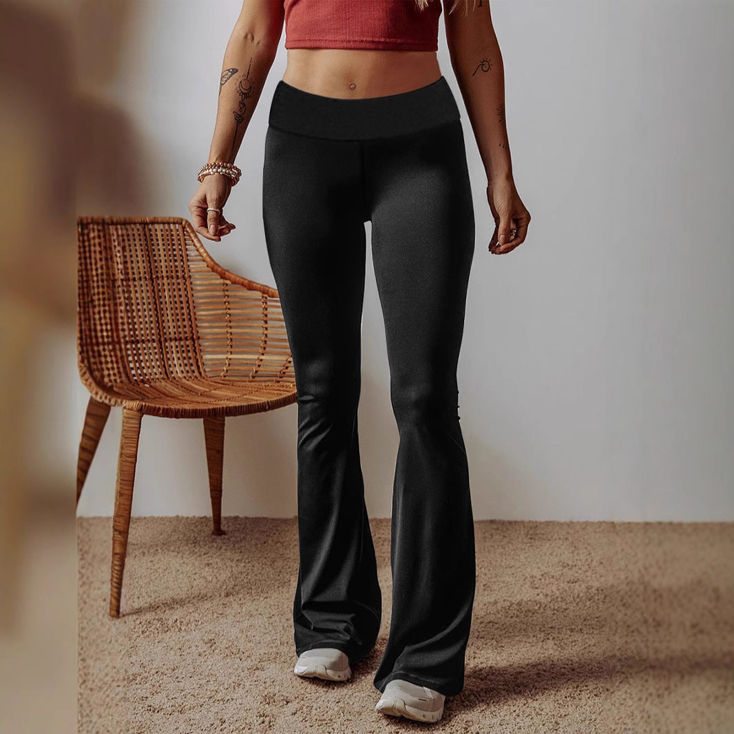 Damen High-Waist Flare-Hosen aus Stretch-Jersey mit weitem Schlag Echoarchiv