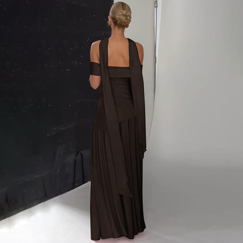 Damen Maxikleid mit schulterfreiem Design und seitlichem Schlitz Echo Archiv