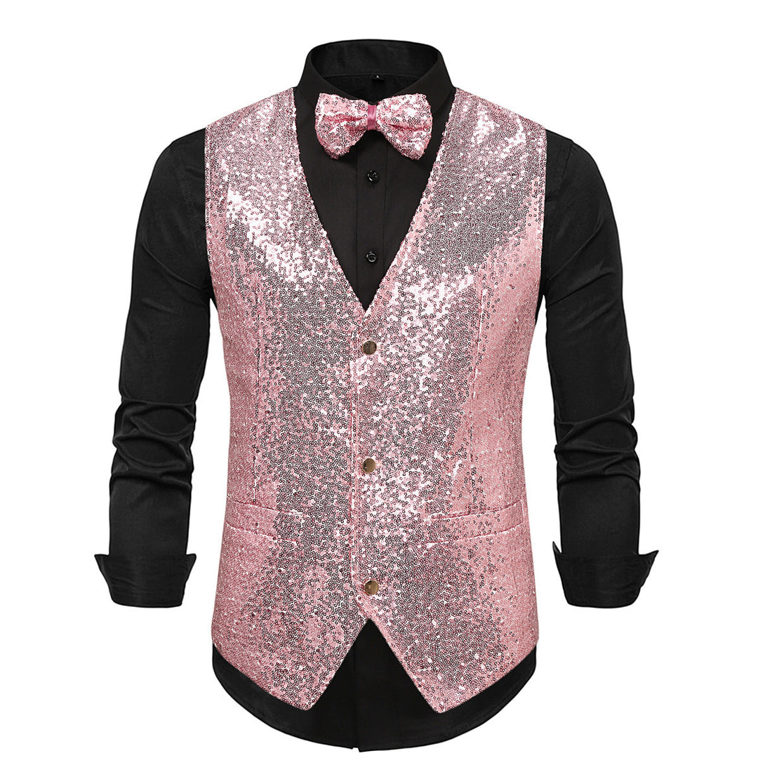 Herren festlicher Glitzerweste mit passendem Fliegenbinder Echoarchiv