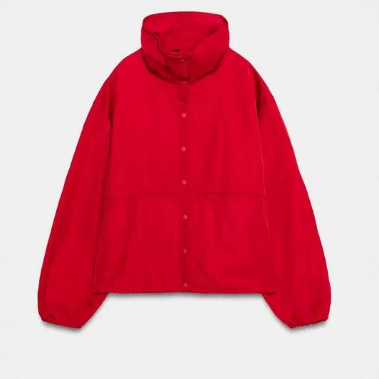 Damen leichte wattierte Oversize-Jacke mit hohem Stehkragen und Druckknopfleiste Echo Archiv