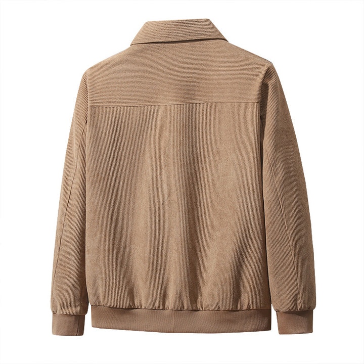 Herren strukturierte Freizeitjacke aus feinem Cordstoff, gestreiftes Futter und elastischer Saum – Taviero