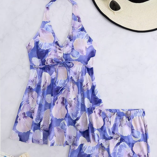 Damen Tankini-Set mit romantischem floralen Design und verstellbarem Oberteil Echo Archiv