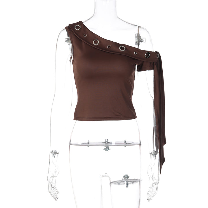 Damen elegantes schulterfreies Top mit dekorativen Ösen und langen Ärmeln Echo Archiv