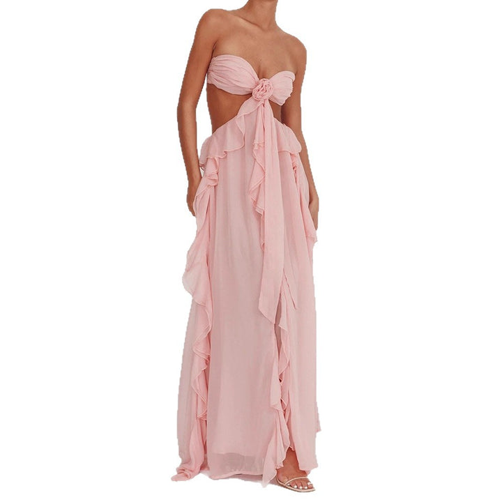Damen Maxikleid mit Rüschen und Bandeau-Ausschnitt Echo Archiv