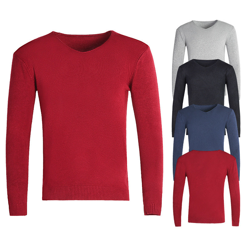 Herren nan feiner V-Ausschnitt-Pullover aus Baumwoll-Merino-Mix mit schmaler Silhouette Echo Archiv