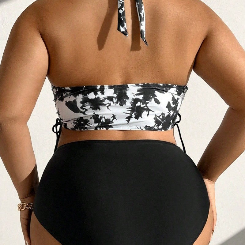 Damen Zweiteiliges Bikini-Set mit tiefem V-Ausschnitt und modischen Bindebändern Echo Archiv