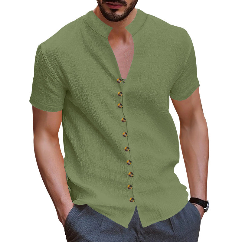 Herren Kurzarm-Henley-Hemd mit modischen Knopfdetails und lässiger Passform Echoarchiv