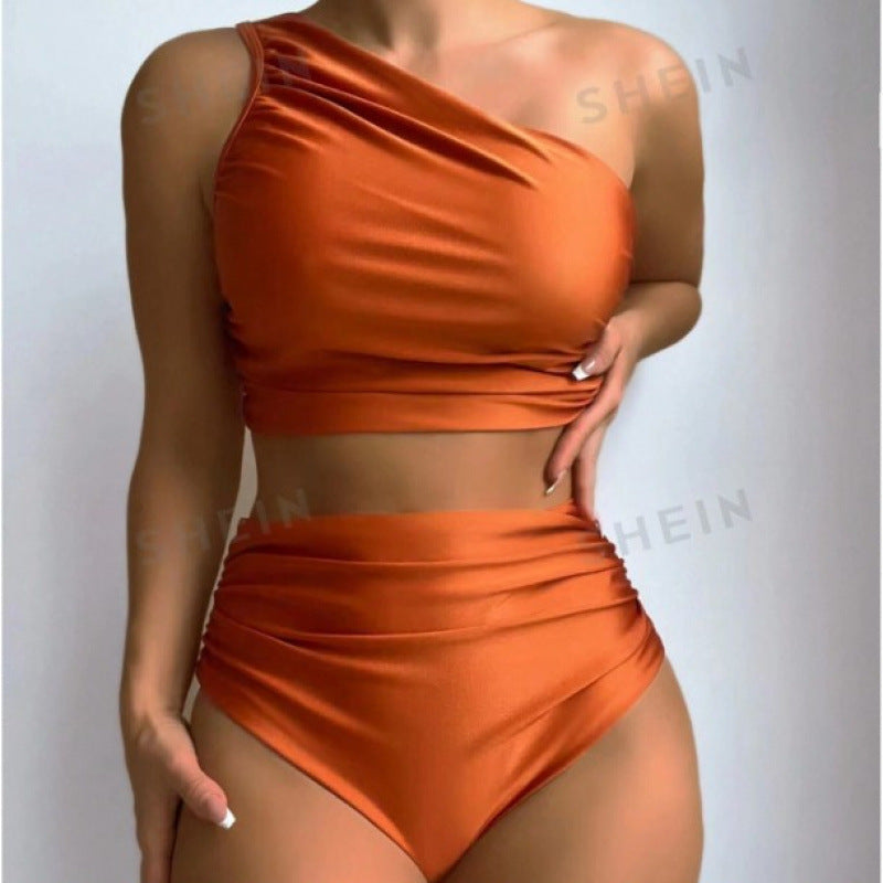 Damen Bikini-Set mit elegantem asymmetrischen Oberteil und hohem Taillenslip Echo Archiv