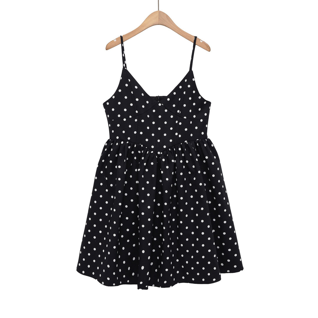 Damen Sommerliches Spaghettiträgerkleid mit verspieltem Punkte-Design und fließendem Schnitt Echo Archiv