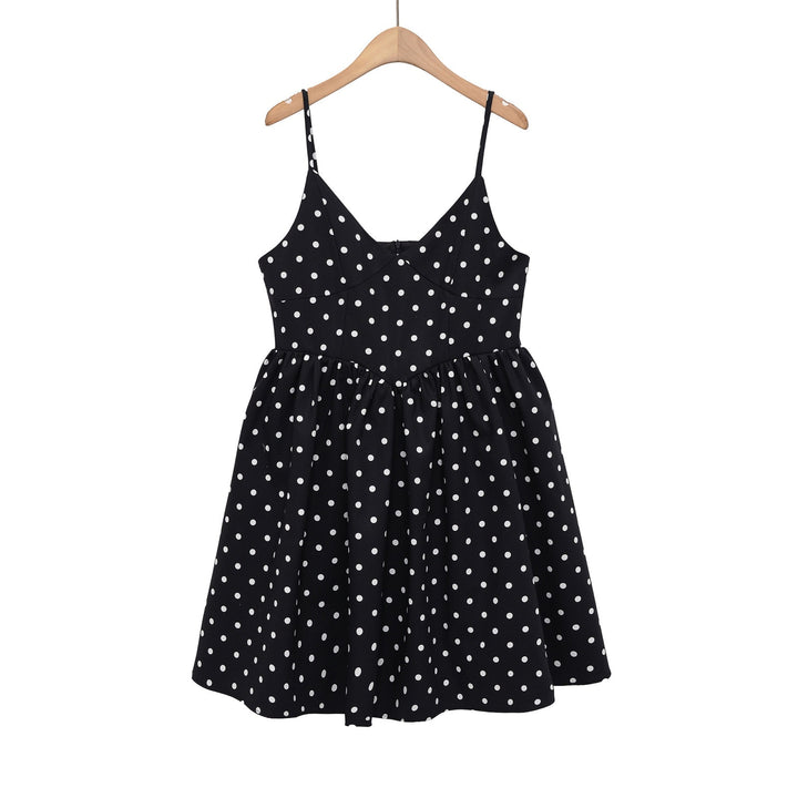 Damen Sommerliches Spaghettiträgerkleid mit verspieltem Punkte-Design und fließendem Schnitt Echo Archiv
