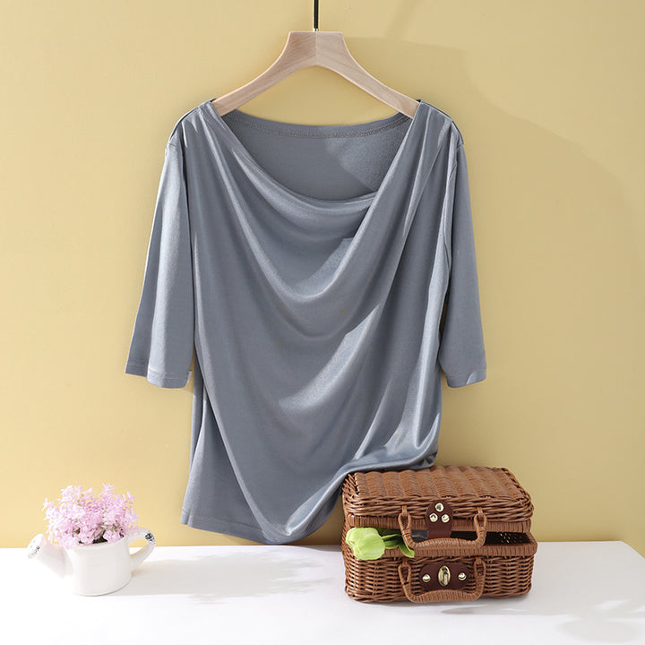 Damen Oversize-Drapé-Shirt mit Wasserfallkragen & leichtem Jerseyfall Echo Archiv