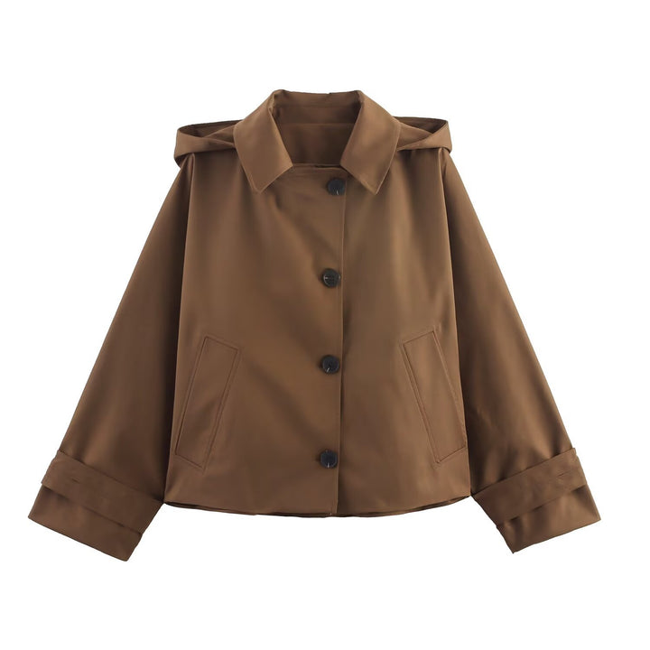 Damen Kurzjacke mit übergroßer Kapuze, kastiger Silhouette und Umschlagmanschetten Echo Archiv