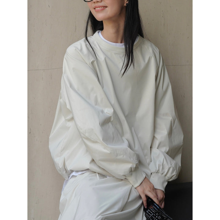 Damen Oversize Regen- und Windpullover mit wasserabweisender Oberfläche und elastischem Saum Echoarchiv