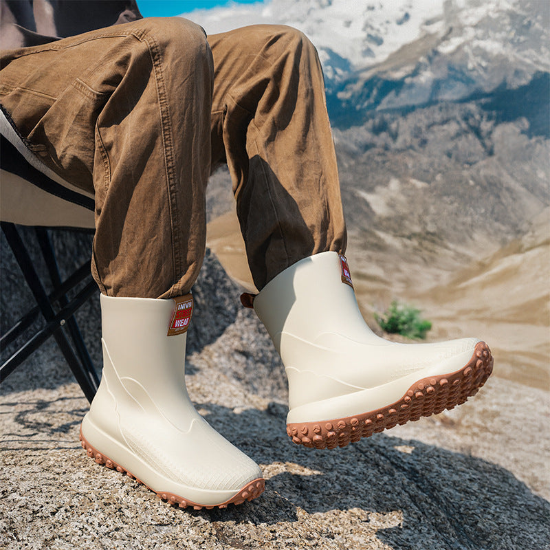 Unisex Wasserdichte Kurzschaft-Outdoor-Gummistiefel mit profilierter Noppenlaufsohle Echoarhiv – Tavélo