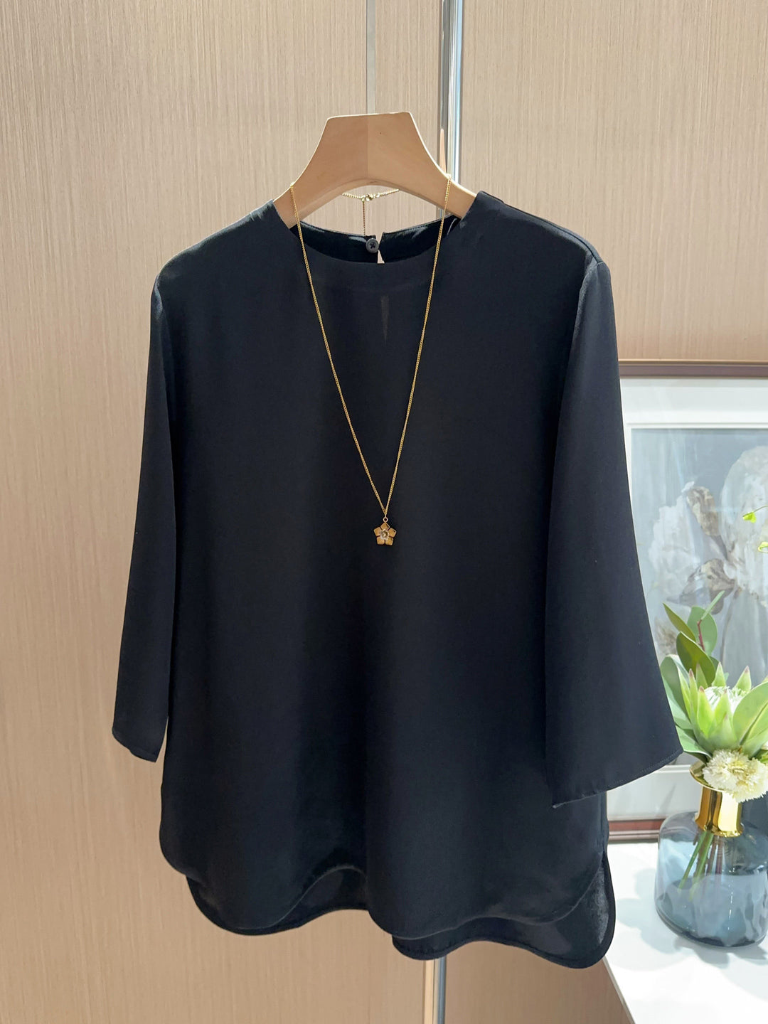Damen Elegante und luftige Bluse mit drei Viertel-Ärmeln Echoarchiv
