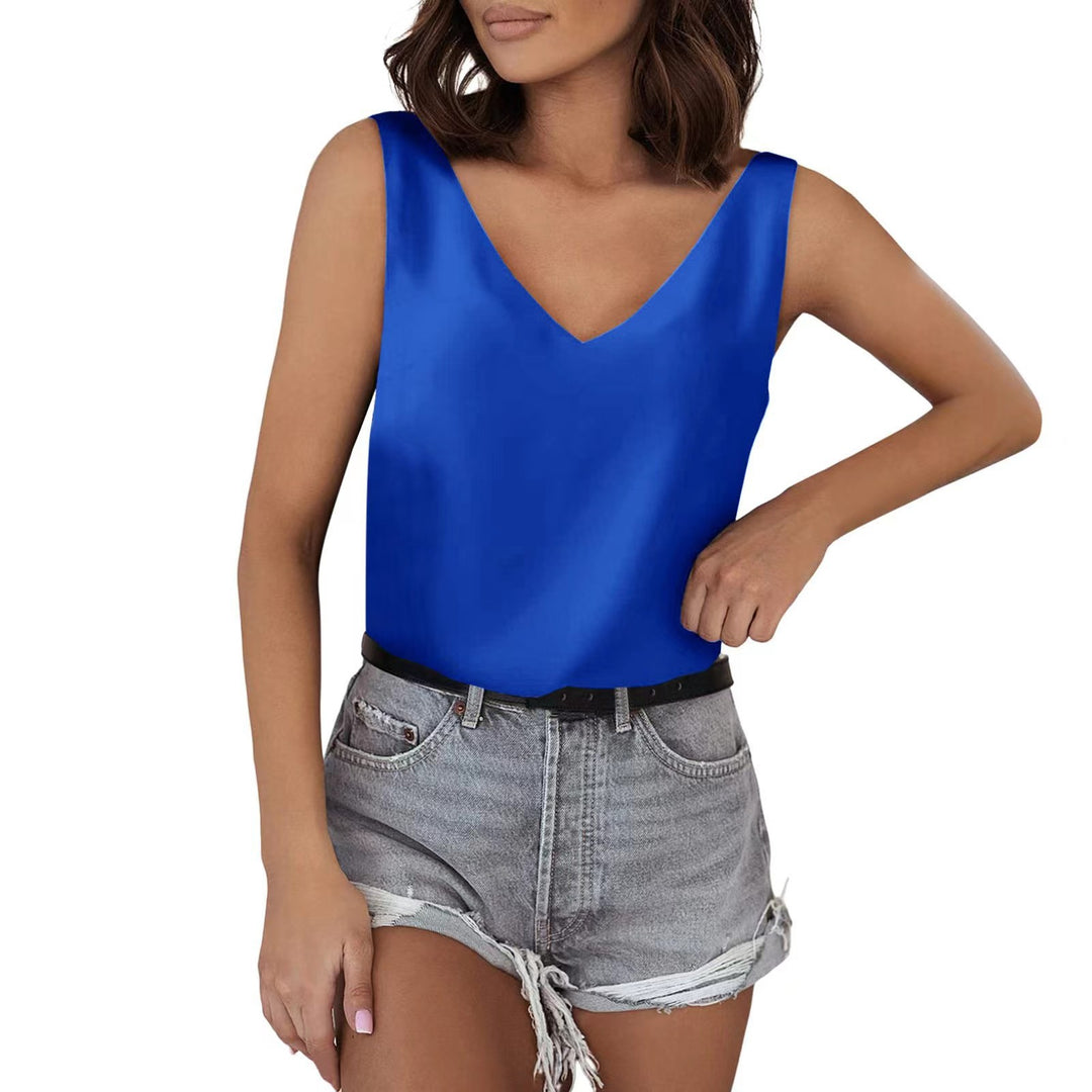 Damen Satin-Top mit tiefem V-Ausschnitt und breiten Trägern Echo Archiv
