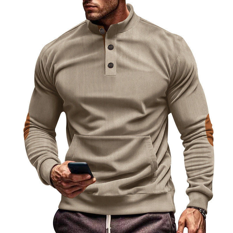 Herren Sweatshirt mit modernem Stehkragen und praktischem Knopfverschluss Echoarchiv