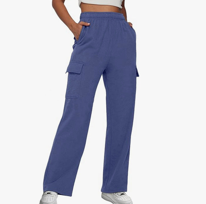 Damen nan lässige Cargo-Freizeithose mit weitem Bein elastischem Bund und aufgesetzten Taschen Echo Archiv