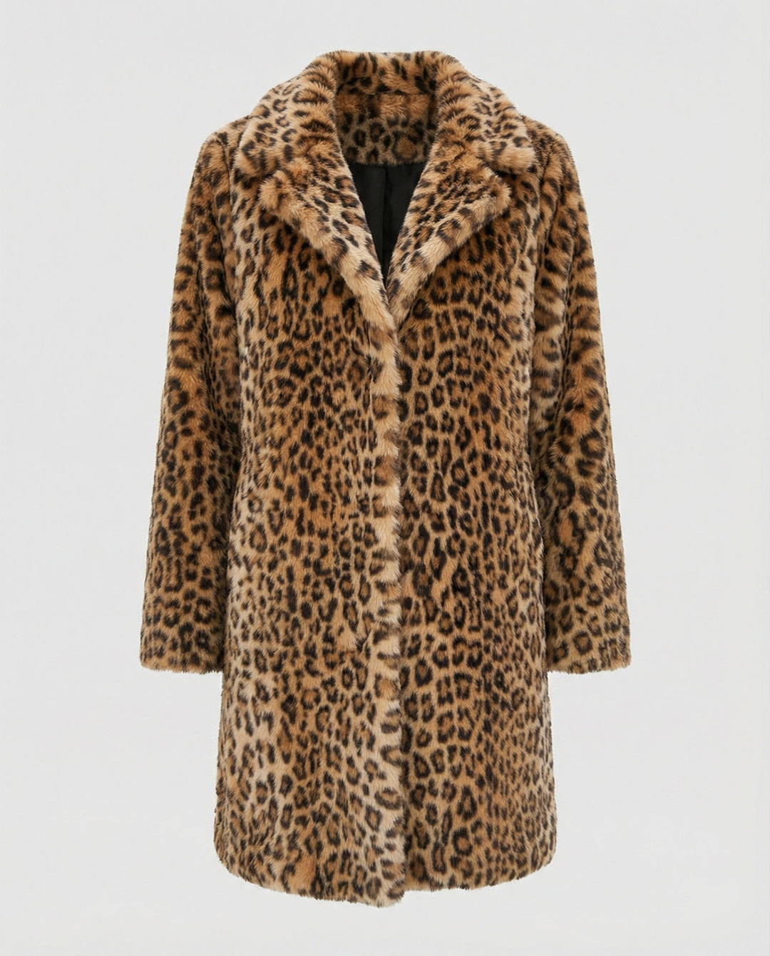 Echoarchiv | Mantel - Kunstpelz - Oversized Fit - Reverskragen - Leopardenprint