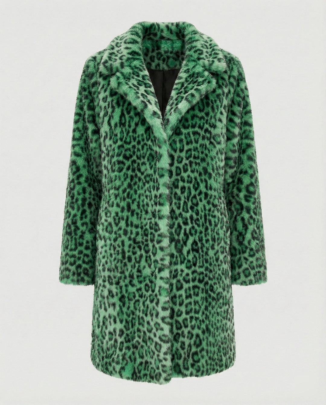 Echoarchiv | Mantel - Kunstpelz - Oversized Fit - Reverskragen - Leopardenprint