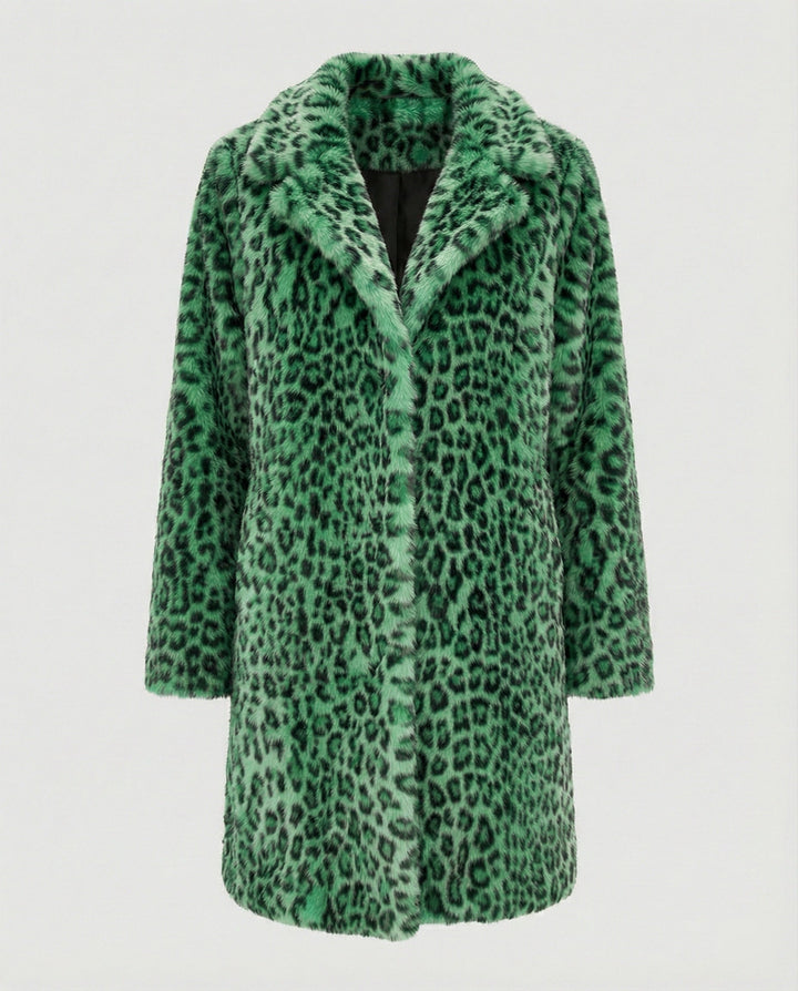 Echoarchiv | Mantel - Kunstpelz - Oversized Fit - Reverskragen - Leopardenprint