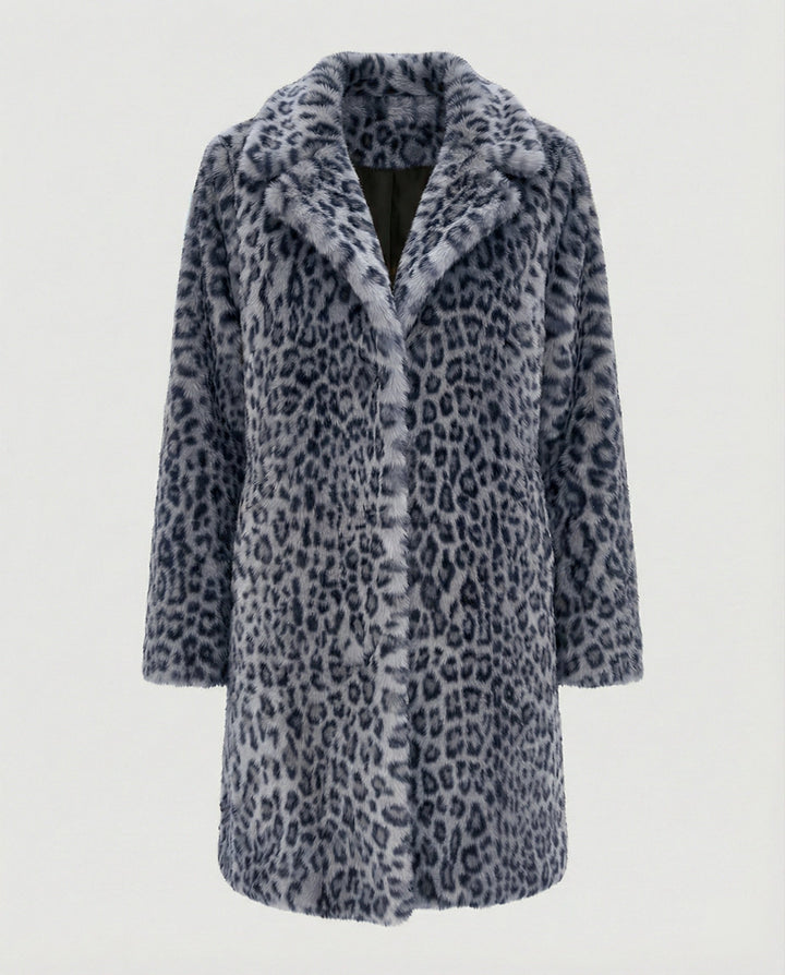 Echoarchiv | Mantel - Kunstpelz - Oversized Fit - Reverskragen - Leopardenprint