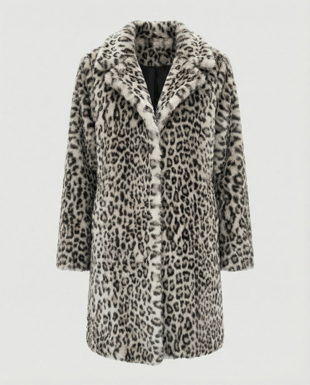 Echoarchiv | Mantel - Kunstpelz - Oversized Fit - Reverskragen - Leopardenprint