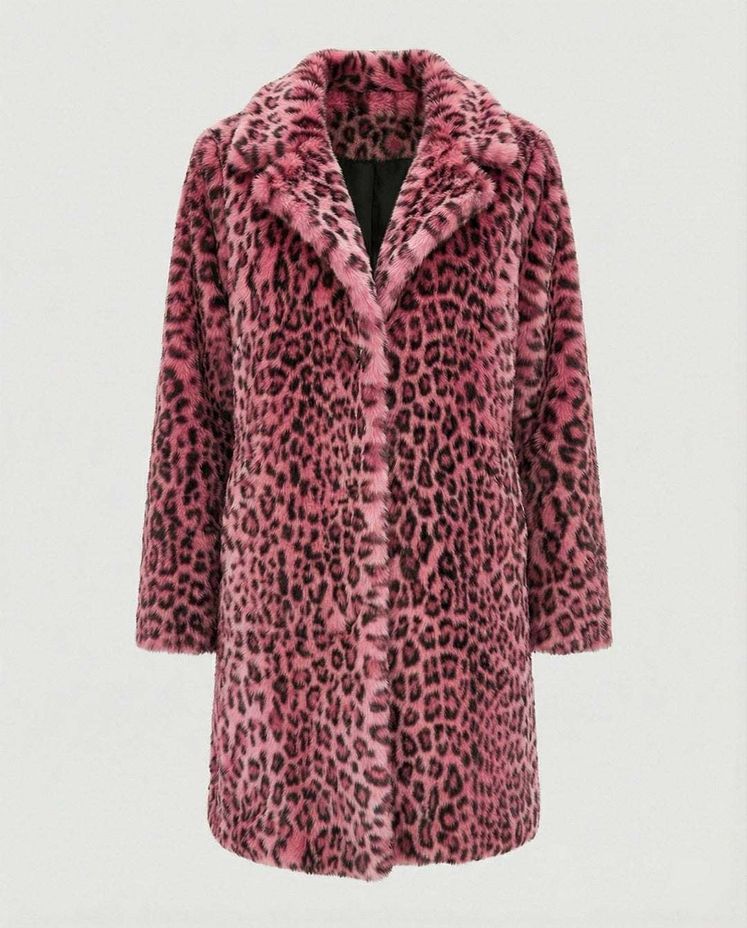 Echoarchiv | Mantel - Kunstpelz - Oversized Fit - Reverskragen - Leopardenprint