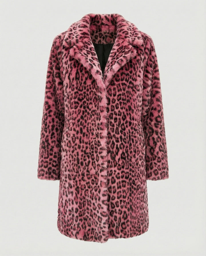 Echoarchiv | Mantel - Kunstpelz - Oversized Fit - Reverskragen - Leopardenprint