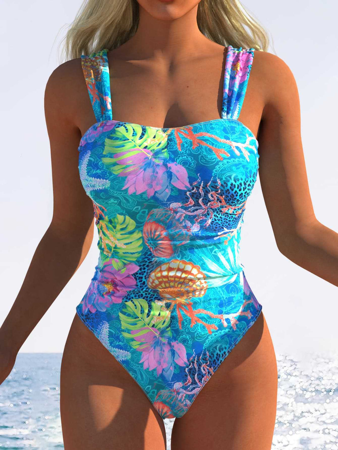 Damen Einteiliger Badeanzug mit innovativem Animal-Print und hohem Beinausschnitt Echo Archiv