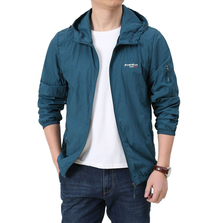 Herren Leichte Windbreaker-Jacke mit verstellbarer Kapuze Echo Archiv 1787797828