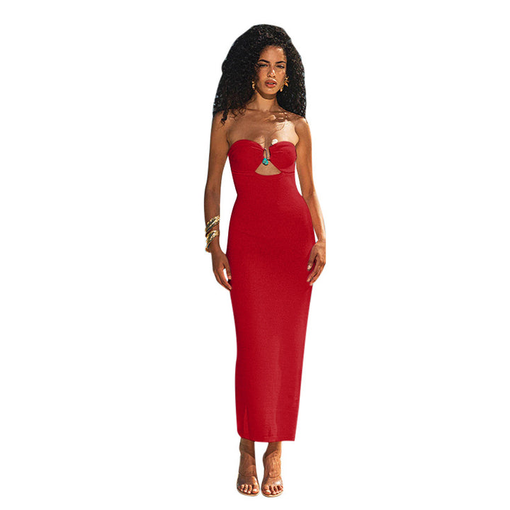 Damen Figurbetontes Maxikleid mit schickem Cut-Out und asymmetrischem Schlitz Echo Archiv