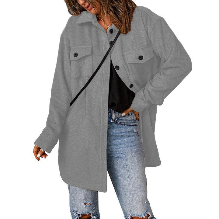 Damen Oversize-Hemdjacke mit Brustklappen und langem Schnitt Echoarchiv