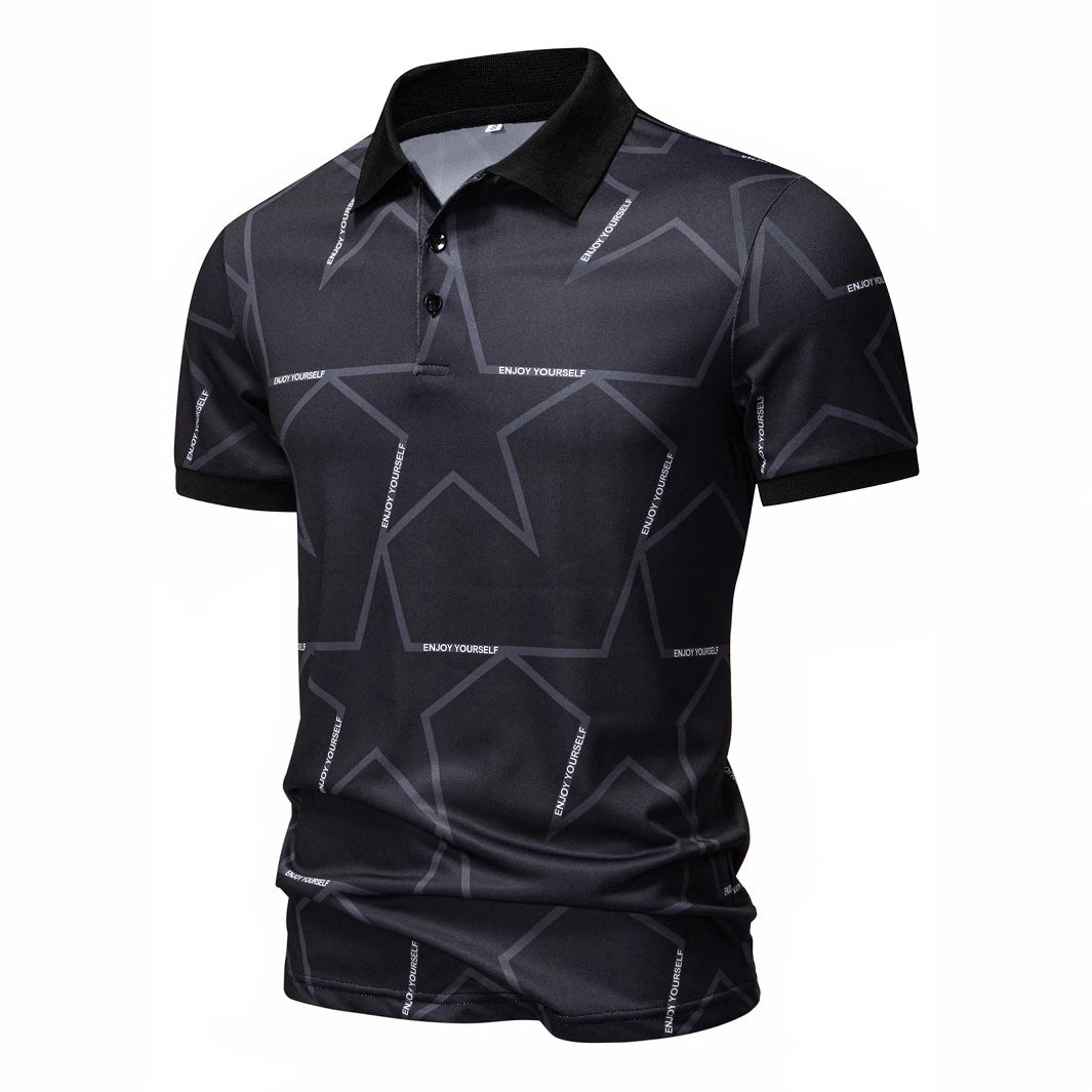 Herren Poloshirt mit modernem Sternen-Design und atmungsaktiven Materialien Echoarchiv