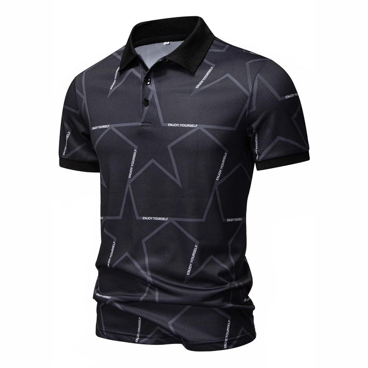 Herren Poloshirt mit modernem Sternen-Design und atmungsaktiven Materialien Echoarchiv
